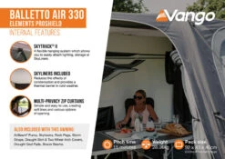 Vango Balletto Air 330 Elements ProShield Caravan Awning WIth Free Carpet -CampGearHub Balletto Air 330 EPS2 small